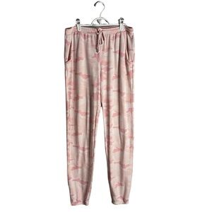 Rose + Vine Women's Pink and White Patterned Pajama Pants